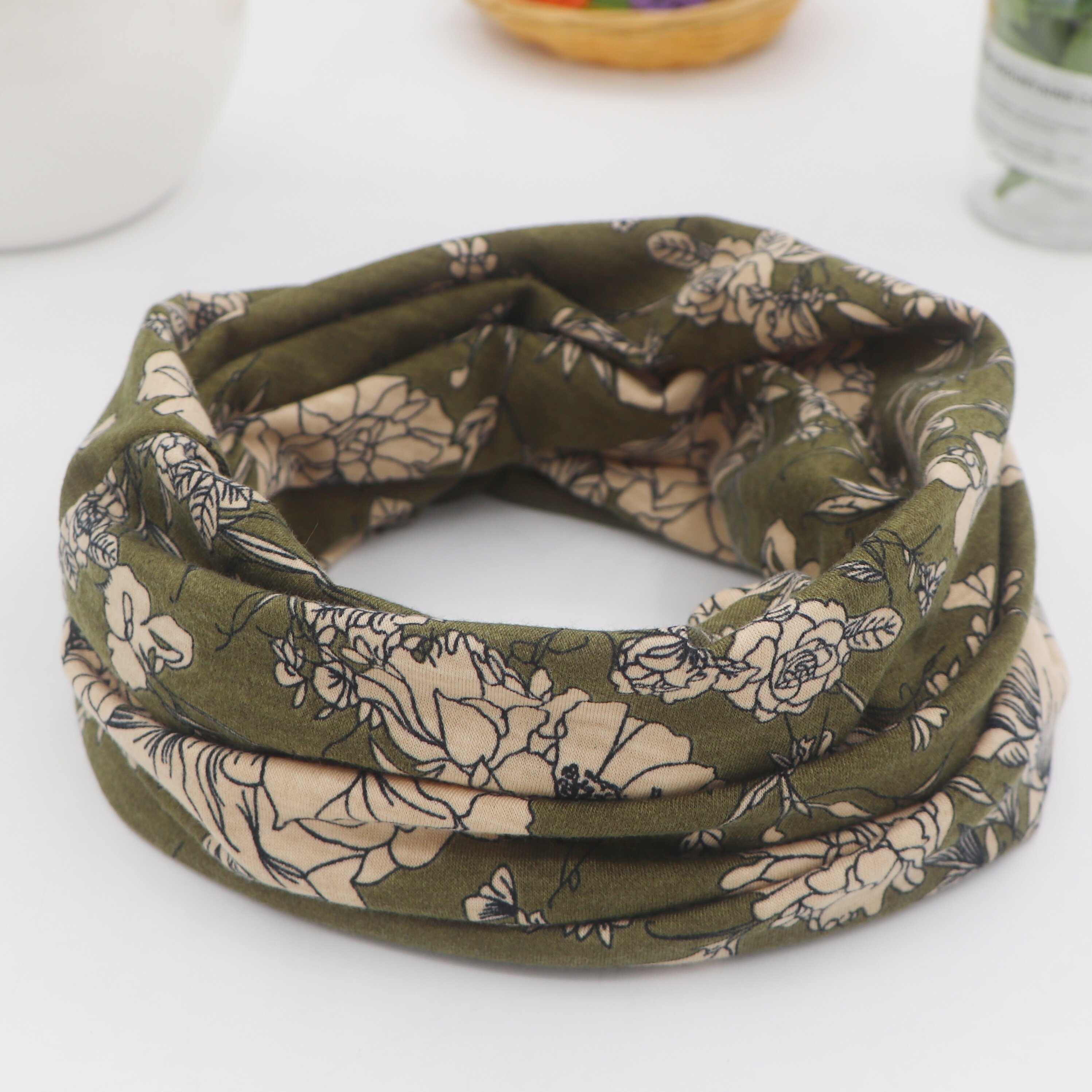 薄款围脖牡丹花图案两用款户外运动保暖防风防晒春夏款脖套薄透气