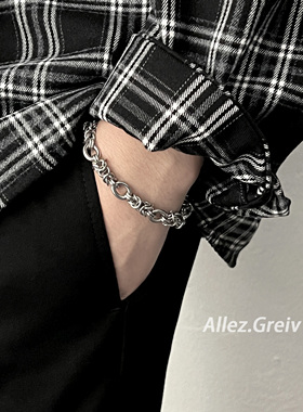 AllezGreiv全钢制不褪色手链男生小众设计感简约百搭欧美街头潮酷