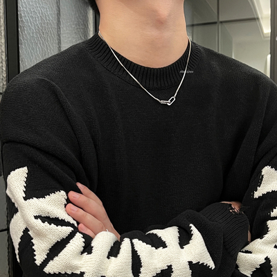 钛钢方形扣蛇骨链男士锁骨链
