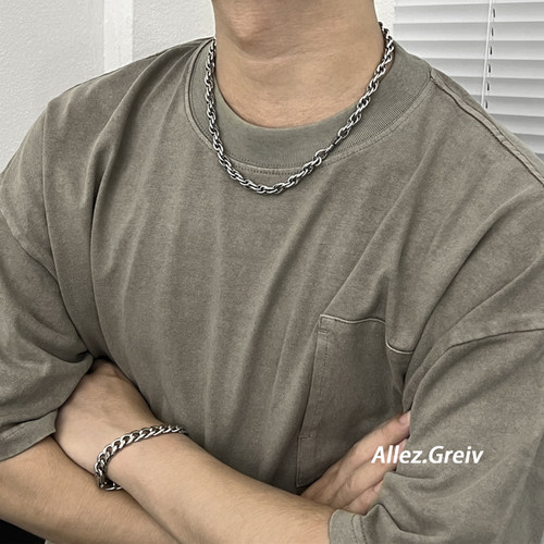 钛钢粗款链情侣珠宝扣不掉色