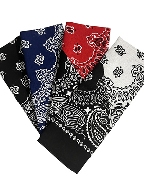 纯棉bandana腰果头巾嘻哈欧美街头黑人街舞机车复古领巾方巾撞色