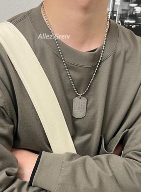 复古美式大兵军牌钛钢项链男士做旧吊牌小众穿搭街头配饰不褪色