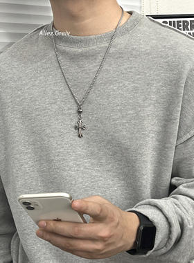 钛钢十字架项链男生欧美街头复古个性小众设计高级感情侣不褪色