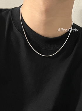 钛钢项链男款健身简约高级感方形蛇骨素链中性百搭细款金色锁骨链