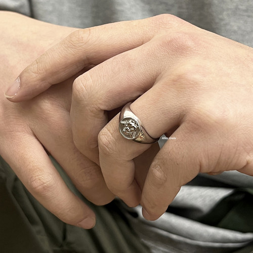 欧美ins风个性天使小男孩戒指