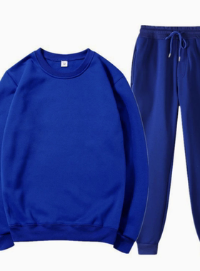 圆领卫衣休闲裤纯色抓绒运动服套装Sportsuit with velvet hoodie