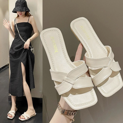 Ladies' slippers for wearing outside fairy style flat bottom