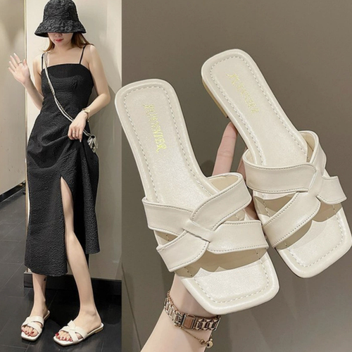 Ladies' slippers for wearing outside fairy style flat bottom