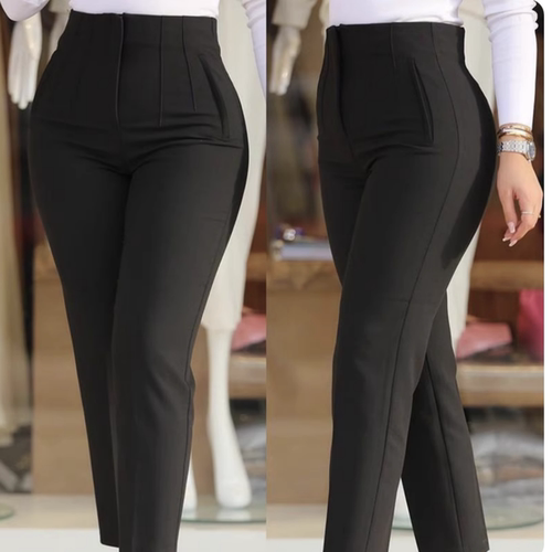 Women casual tights 欧美女束腰紧身九分通勤裤子