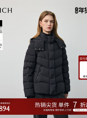 【90%鹅绒】PRICH时尚可拆卸连帽收腰云朵保暖羽绒服2025冬新款女