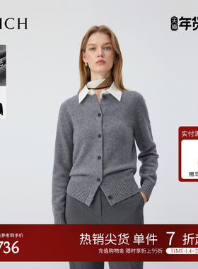 【绵羊毛】PRICH假两件衬衫领针织开衫2025冬季新款宽松毛衣女