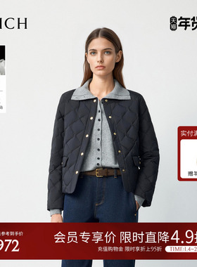 【90%鹅绒】PRICH时尚菱格绗线轻薄羽绒服2025冬新款保暖短外套女