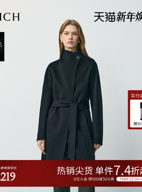 【100%绵羊毛】PRICH简约立领毛呢大衣2025冬季新品中长款外套女