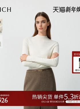 PRICH简约羊毛亮丝半高领针织衫2025冬季新款基础款修身打底衫女