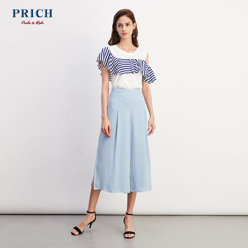 PRICH女装 2018新款韩版商场同款直筒低腰休闲长裤 PRTC82436C