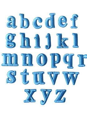 蓝白小写字母刺绣贴布服装衣服包包装饰贴布刺绣布贴熨烫补丁diy