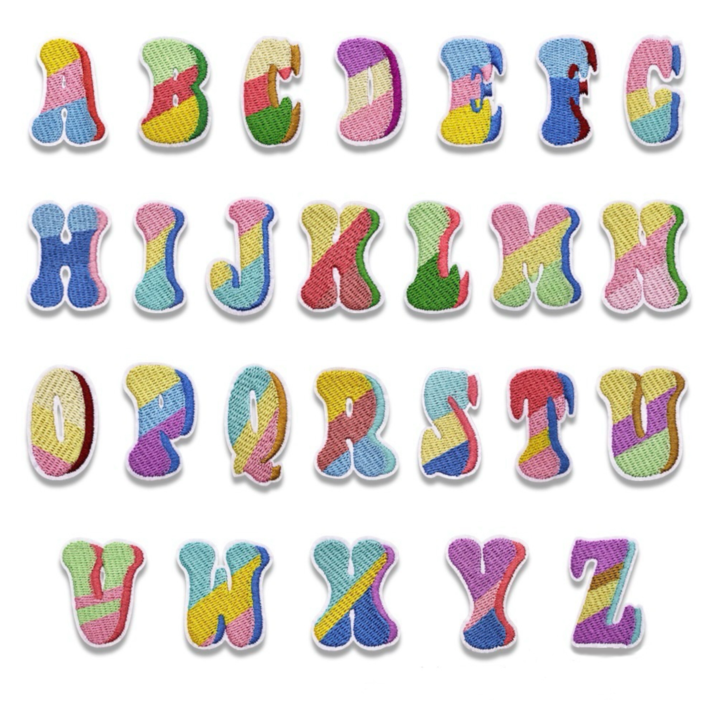 刺绣热熔胶彩色字母绣花英文字母布贴免缝箱包装饰diy刺绣贴