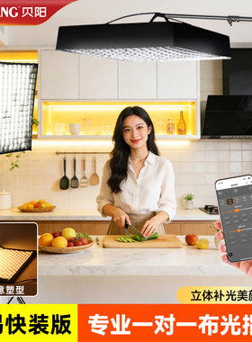 直播LED卷布灯150W双色温视频摄像网格柔光灯剧组拍摄柔光箱直播顶灯新闻采访摄影补光灯外拍专业人像打光灯