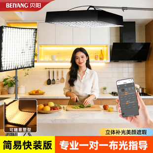 直播LED卷布灯150W双色温视频摄像网格柔光灯剧组拍摄柔光箱直播顶灯新闻采访摄影补光灯外拍专业人像打光灯