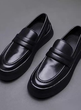 帕达索乐福鞋男夏季新款懒人一脚蹬驾车真皮男鞋潮豆豆鞋230312