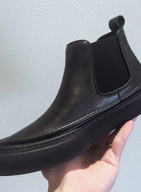 帕达索冬季马丁靴男真皮中帮英伦高帮皮鞋男厚底加绒短靴潮201208