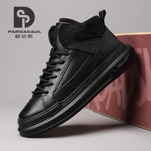 马丁靴街拍潮流男鞋 帕达索冬季 时尚 男真皮高帮鞋 201139 加绒棉鞋