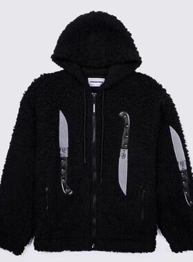 时装周订货 Pasdemer 意大利潮牌  黑色连帽潮流外套KNIVES