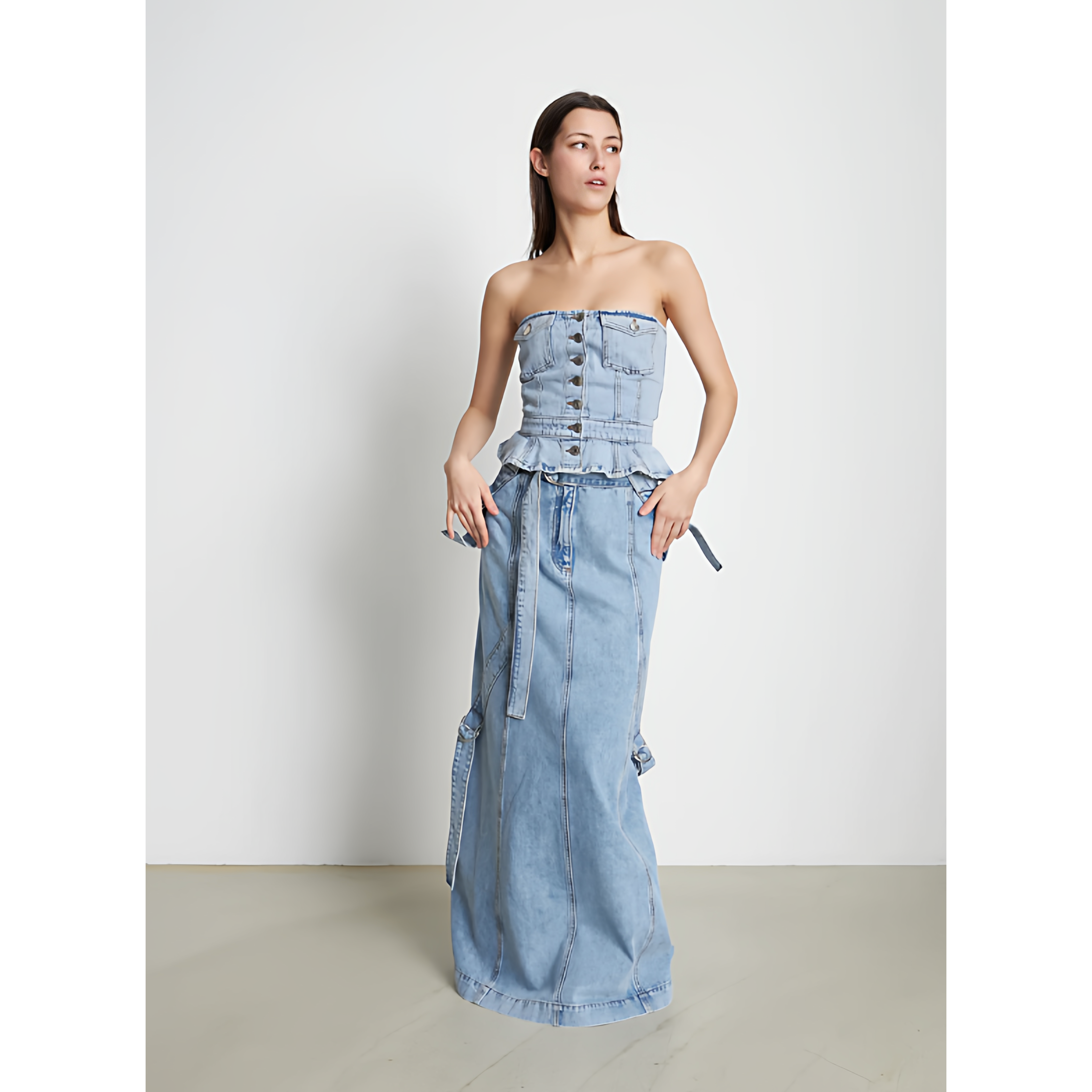 Stella Nova 丹麦设计师品牌 水洗牛仔长裙 WD34-551