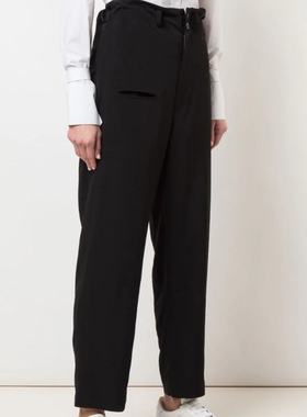 Y'S 2020SS YS-P04-500-3 黑色滑面长裤 山本耀司 休闲百搭