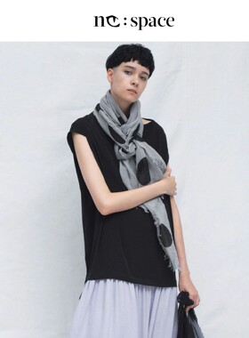 Y's  YS-L01-091-1 大圆点围巾大波点时尚黑色灰色 山本