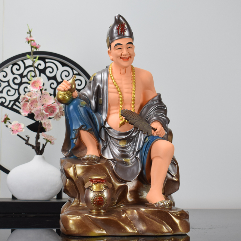 树脂济公活佛济公佛像供奉李修元济颠菩萨降龙罗汉居家供佛摆件