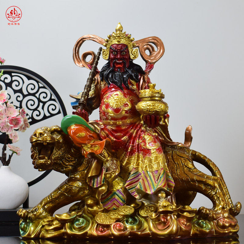 树脂骑虎武财神赵公明供奉客厅家用招财赵元帅神像财神爷佛像摆件