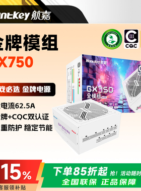 航嘉GX750全模组电脑电源台式机650W主机游戏金牌CQC认证850W白色