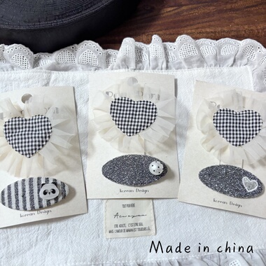 儿童黑色波点碎发大BB夹前额刘海夹女孩熊猫爱心后脑勺发卡掰掰夹