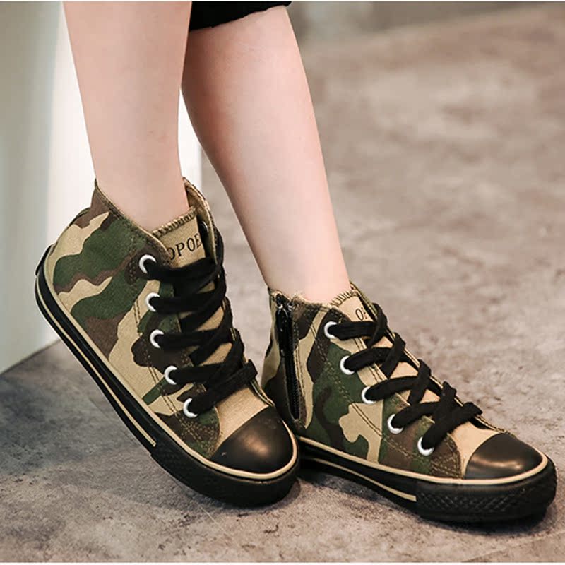 炫酷迷彩高幫OPOEE兒童帆布鞋男童女童鞋子系帶學校野外軍訓布鞋在類目 童鞋/嬰兒鞋/親子鞋, 帆布鞋中 - 來自Buy2taobao.com提供專業的淘寶代購服務