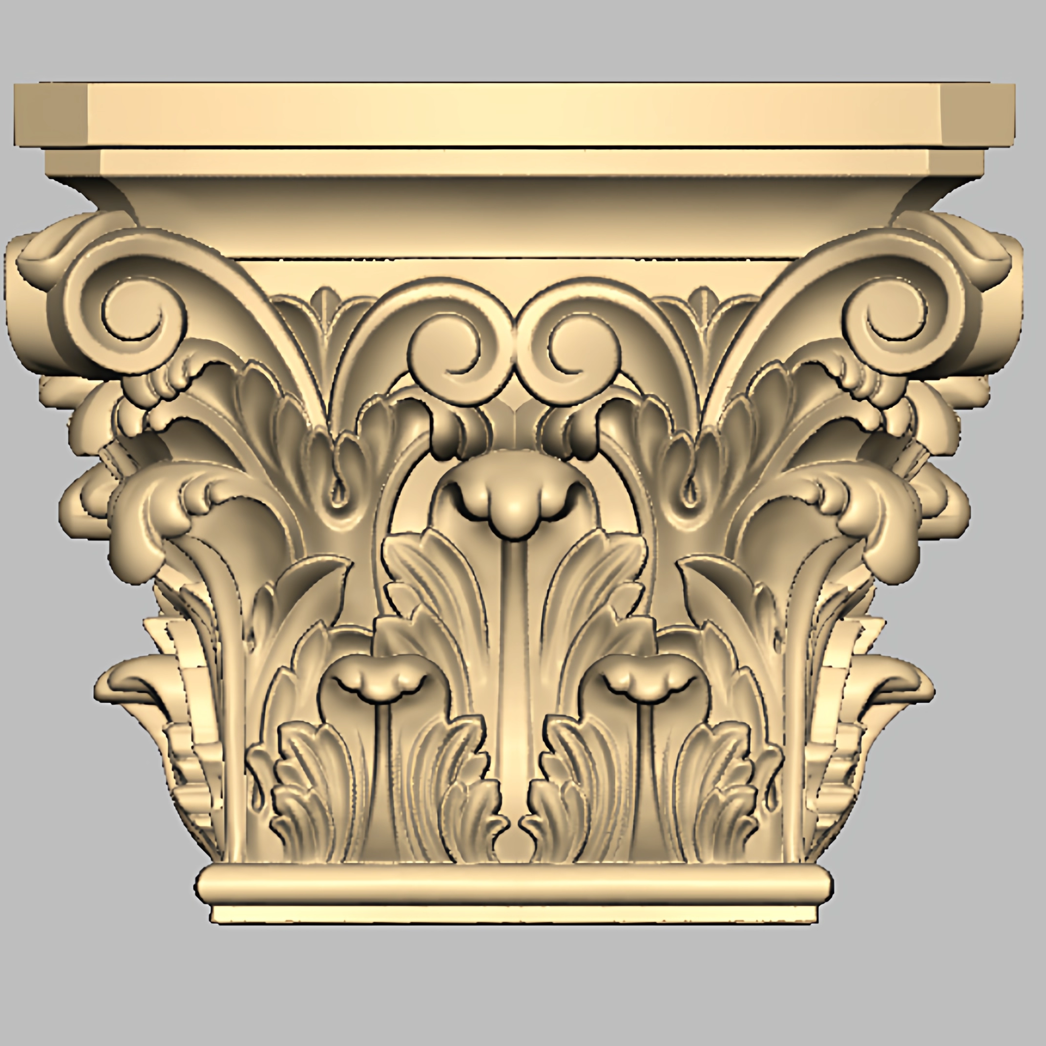 建模精修欧式洋花柱头罗马柱头旁柱STL格式立体圆雕石雕图3D打印