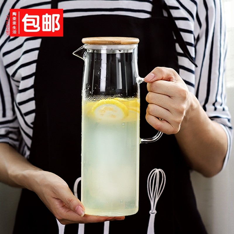 日式耐热玻璃凉水壶冷水壶耐高温大容量家用茶壶凉水杯防爆开水壶