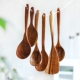 泰国柚木厨具长柄炒菜木铲子家用不粘锅专用木质煎铲饭勺汤勺漏勺