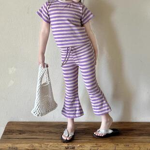 中女7122童短恤202条5新款夏装小童宝宝童装上衣纹套袖装休闲两件