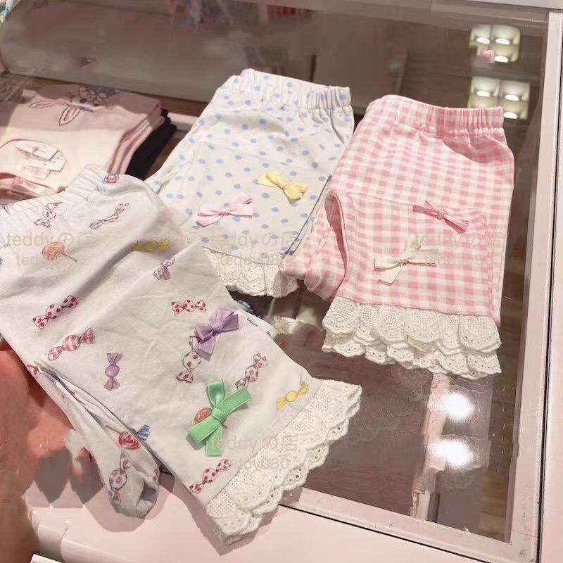 春夏韩系甜美新款儿童七分打底裤女童休闲百搭甜美外穿波点裤子潮