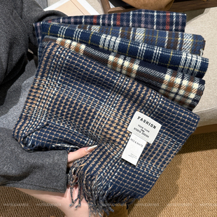 仿羊绒格子围巾女冬季学生百搭保暖防风防寒披肩围脖女冬2025新款