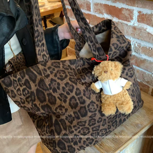 2026春夏新款大容量复古豹纹托特包女款时尚百搭通勤单肩包通勤包