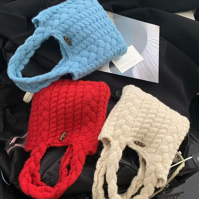 复古手工编织针织包手拎包女日常休闲通勤包单肩包手提包,箱包皮具/热销女包/男包,编织包,淘宝优惠券,粉丝福利购,淘宝优惠卷