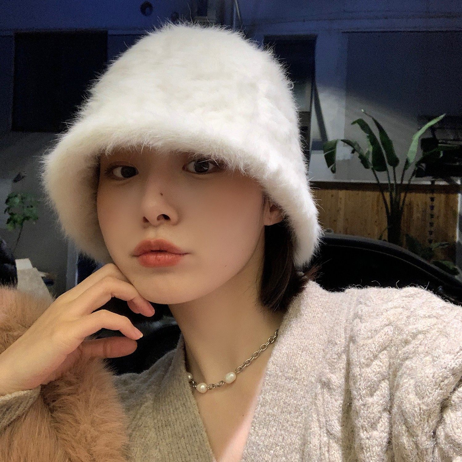 【1.19直播间15.9秒杀】白色兔毛渔夫帽子女冬保暖毛绒水桶帽,服饰配件/皮带/帽子/围巾,帽子,淘宝优惠券,粉丝福利购,淘宝优惠卷