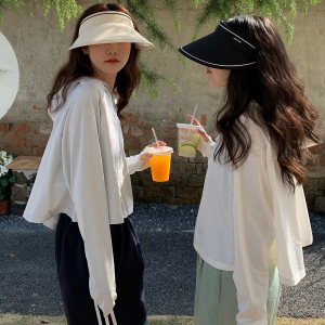 UPF50+防紫外线宽松防晒衣女夏季户外骑车冰丝凉感短款透气防晒服