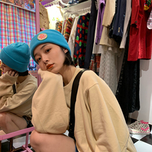 蜗牛爬爬家/学院风字母标针织毛线帽女秋冬韩版情侣保暖瓜皮冷帽