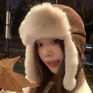 帽子女款冬季2025新款东北保暖护耳滑雪帽加绒加厚防寒雷锋帽女冬