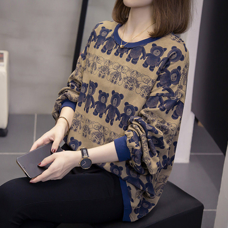 大码女装2025秋季新款胖mm卡通减龄上衣胖妹妹宽松休闲T恤卫衣潮