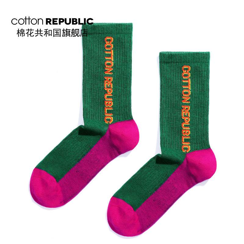 Cotton Republic/棉花共和国女士中筒袜2019秋冬新款情侣休闲棉袜