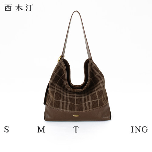 【西木汀】莫奈 水桶包灯芯绒包包2025新款单肩斜挎包女包包通勤